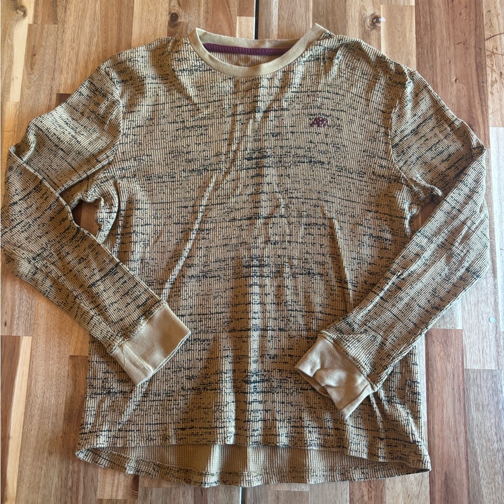 Aeropostale Kids Tan Waffle Knit Thermal Long Sleeve Shirt Size M